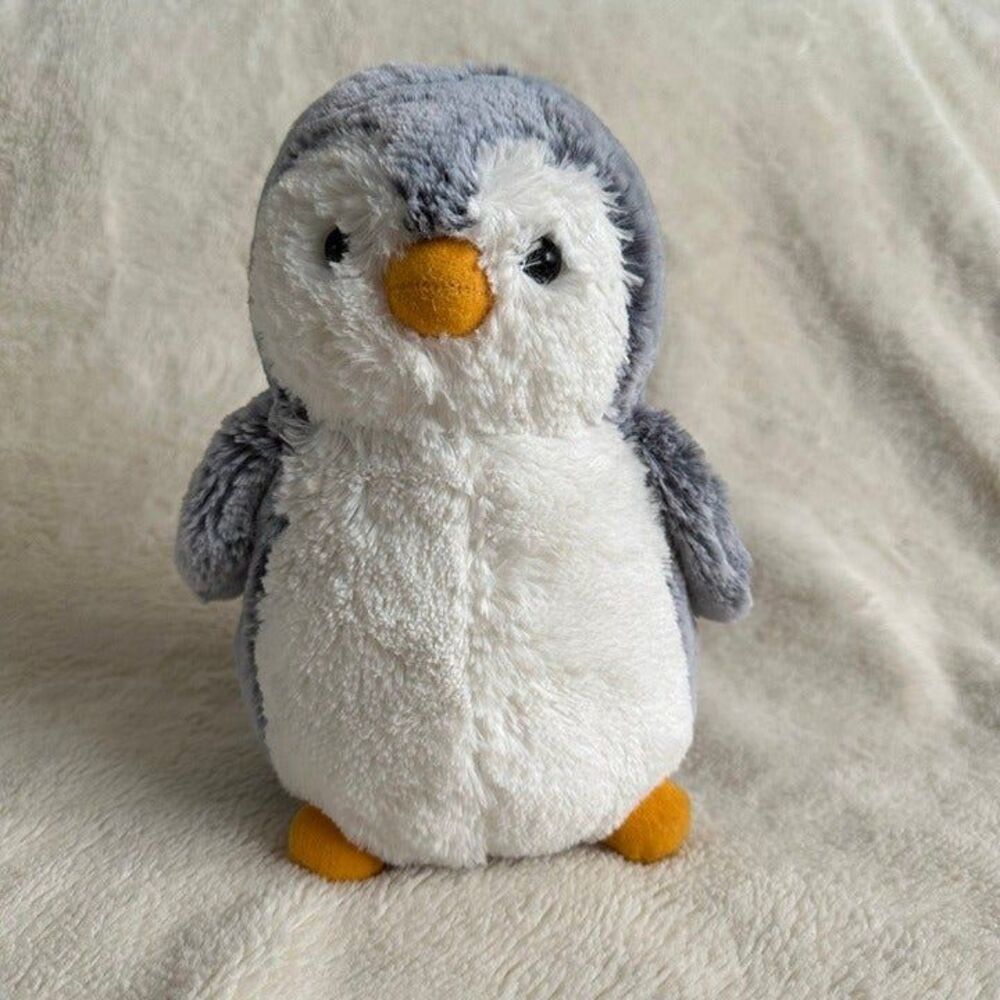 Aurora Pom Pom Grey Penguin 9” Plush Stuffed Animal Soft Christmas